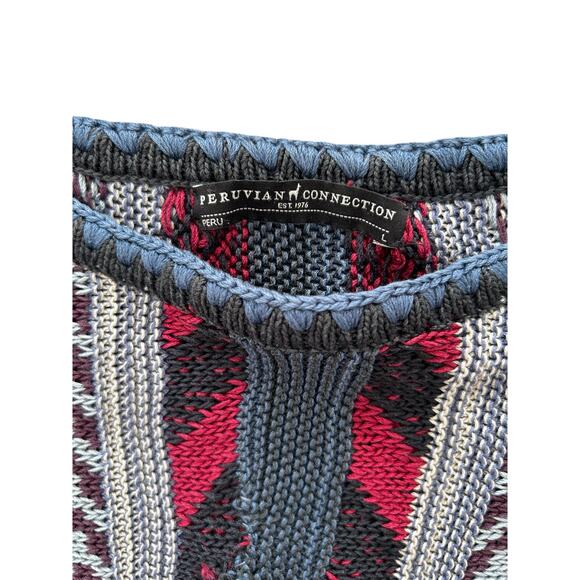 Women's Peruvian Connection Patterned Striped Boho Muticolor Tunic Sweater sz L - Picture 10 of 10